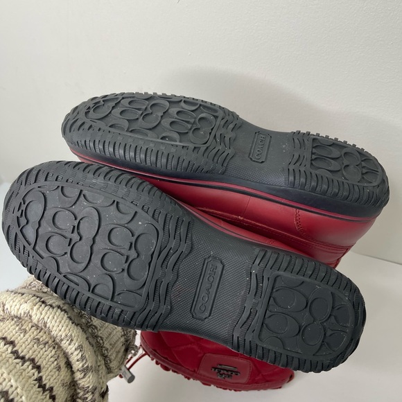 COACH Women’s Samara Quilted Winter Boots RED WINE Size 7.5 Designer Worn Once - Picture 7 of 7